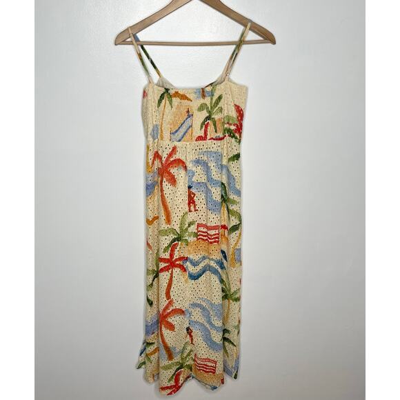 Farm Rio Womens Copacabana Cover Up XS Cream Tropical Print Beach Resort Wear - Picture 11 of 14